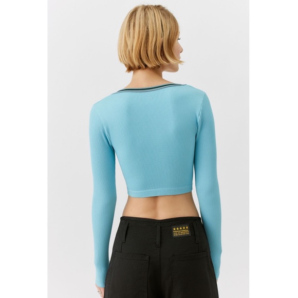 Urban Outfitters Out From Under Go For Gold Baby Blue Seamless Long Sleeve Top - Picture 5 of 8